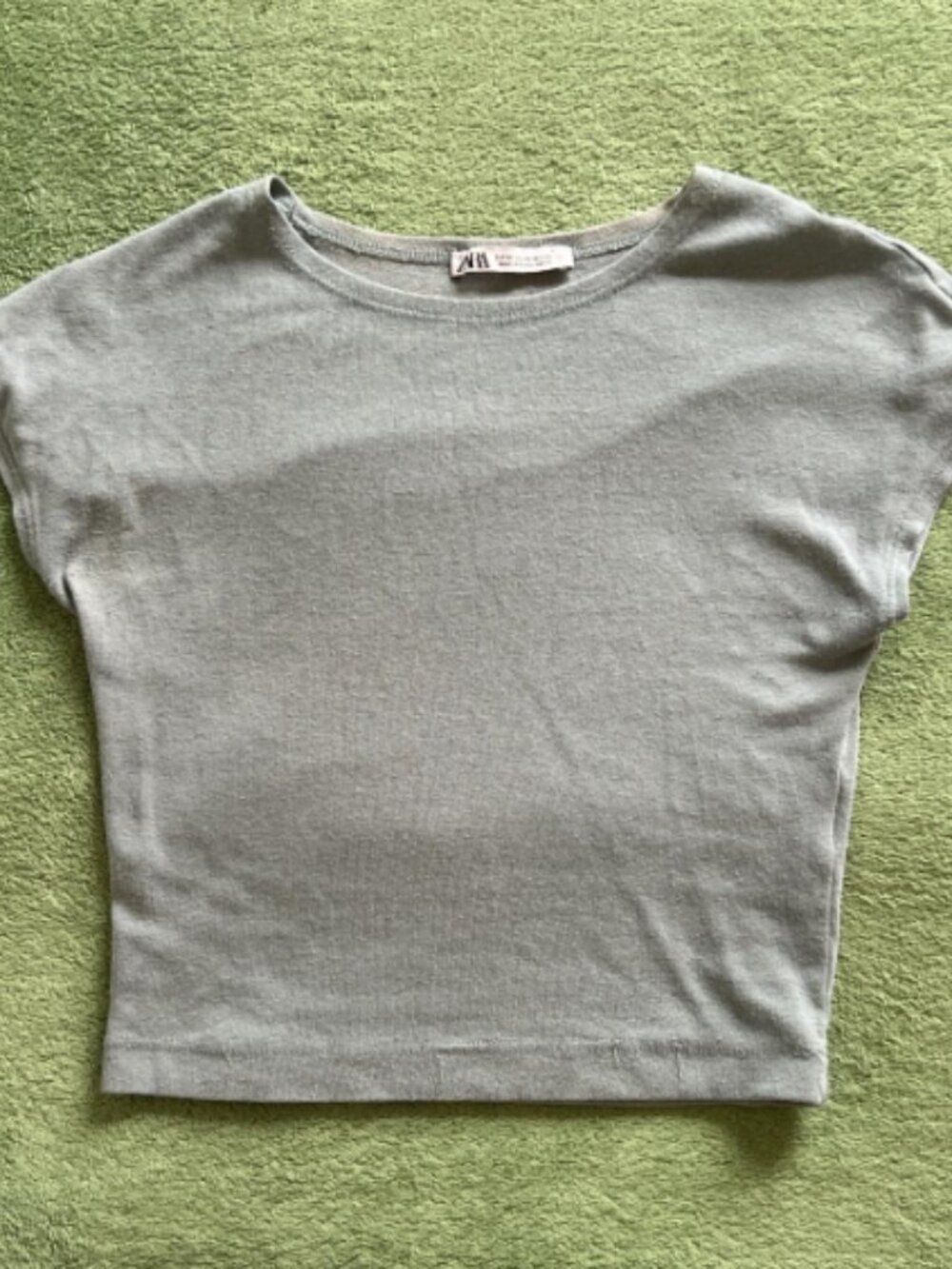 Zara Women's Blue and Green Crop-top